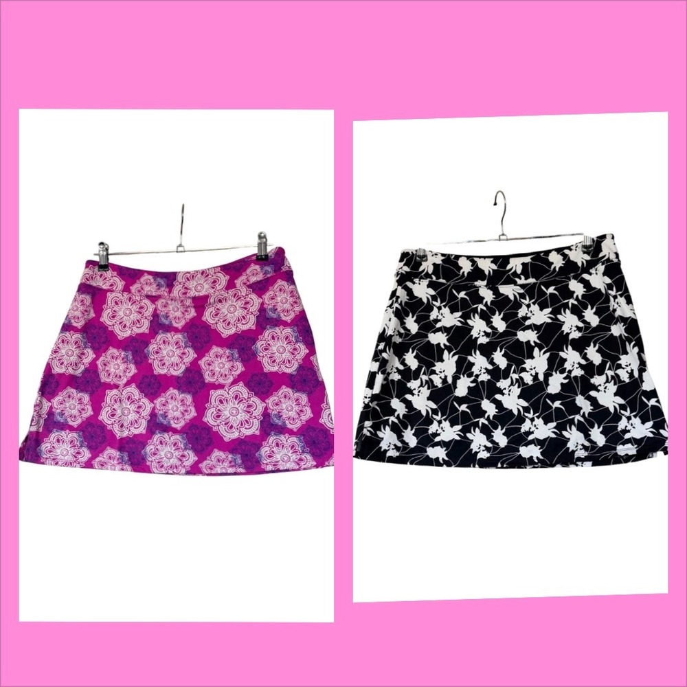 Tranquility by Colorado Clothing Skort Set 2pk White/Black and pink/white  sz M
